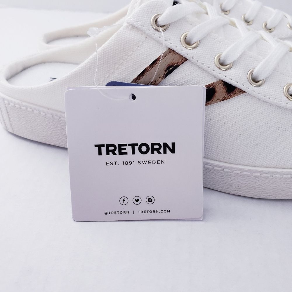 💥SOLD💥Tretorn Easy Nylite Canvas Lace Up Slip On Sneakers Mule Leopard Size 7 - Picture 5 of 11